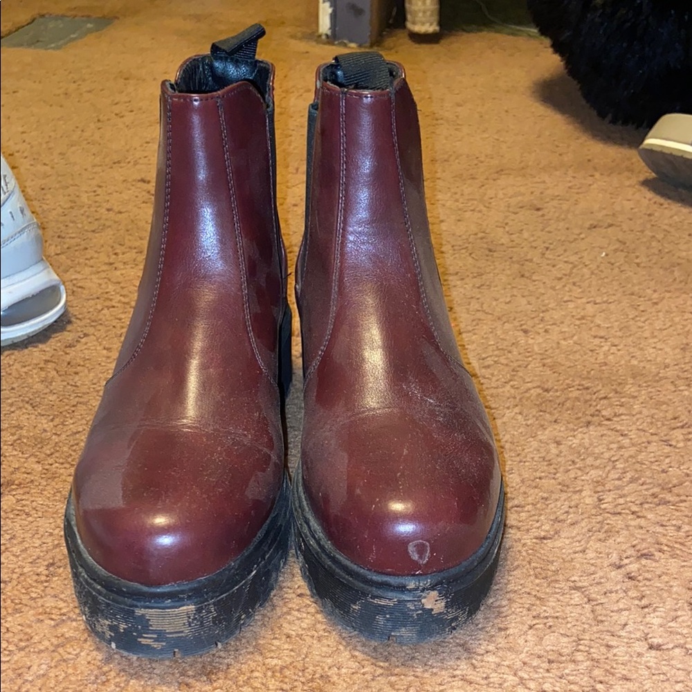 Burgundy Platform Chelsea Boots